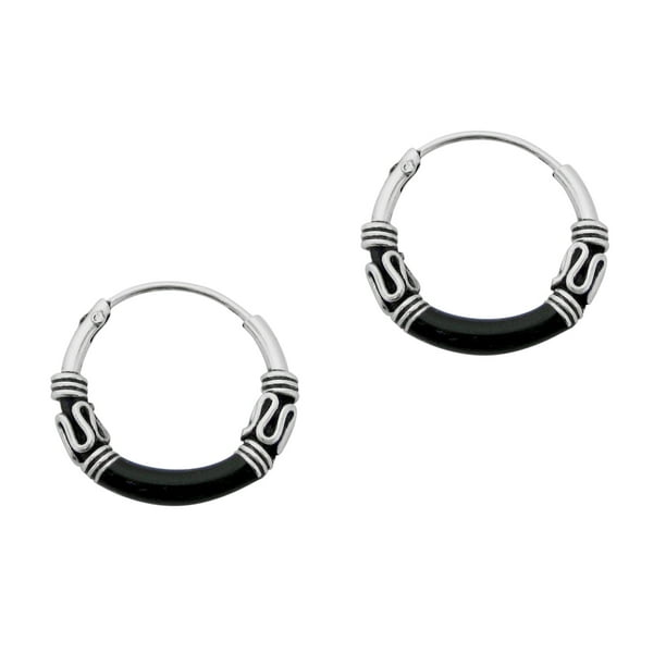 New !! Pair Of Sterling Silver Bali Multi Ringed Hoop Earrings 14 mm ! New !! Pair Of Sterling Silver Bali Multi Ringed Hoop Earrings 14 mm !